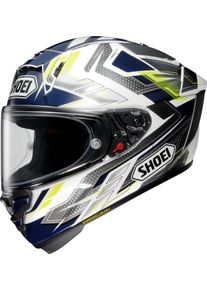 Shoei X-SPR Pro Escalate, full face helmet , color: White/Dark Blue/Grey/Neon-Yellow , size: XXL