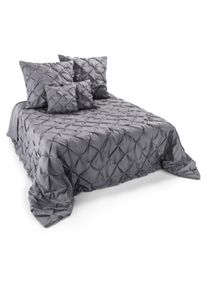 bonprix Cuvertură cu cusături deco, gri, pat dublu 200 cm, cu spetează 280/210 cm