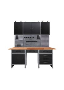 M&Ouml;BELIX M&ouml;belix , Anthrazit, Grau , Holz, Metall , Buche , 6 Schublade(n) Schubladen , 160x205x60 cm , T&Uuml;V-gepr&uuml;ft, FSC , Baumarkt, Werkstatteinrichtung, Werkb&auml;nke