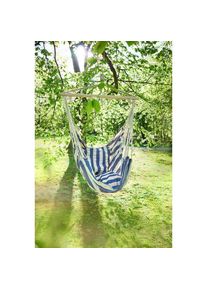 Gardenson , Blau, Wei&szlig; , Holz , Kastanie,Kastanie , Hartholz,Hartholz , F&uuml;llung: Polyester, Baumwolle (recycelt),Polyester, Baumwolle (recycelt) , 90x120x65 cm , wetterbest&auml;ndig, UV-best&auml;ndig , Gartenm&ouml;bel, Relaxm&ouml;bel, H&auml;ngesessel
