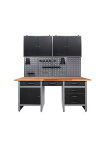 M&Ouml;BELIX M&ouml;belix , Anthrazit, Grau , Holz, Metall , Buche , 6 Schublade(n) Schubladen , 160x205x60 cm , T&Uuml;V-gepr&uuml;ft, FSC , Baumarkt, Werkstatteinrichtung, Werkb&auml;nke