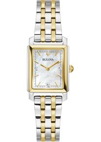 Quarzuhr Bulova, silber (silbergoldfarben), Armbanduhren, Damen, Quarzuhr, Armbanduhr, Damenuhr, Edelstahlarmband, mit Diamanten
