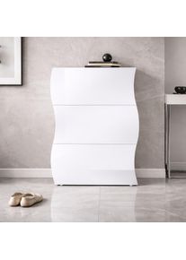 Schuhschrank OTTO HOME "Luxor 3, Schuhklapper, Schuhkommode, H&ouml;he 121 cm", wei&szlig; hg, B:74cm H:121cm T:27cm, Holzwerkstoff, Schr&auml;nke, Schuhschrank, UV-lackiert, Hochglanz, grifflos, 3-Klappen