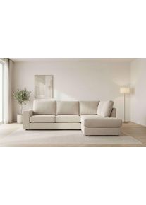 Ecksofa OTTO HOME "Nivette, weiches Chenille", latte, B:292cm H:93cm T:220cm, 100% polyester, Sofas, Ecksofa, Breite 292 cm, L-Form, bodentief, mit Wellenunterfederung