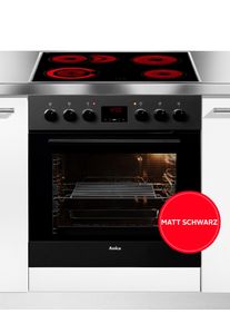 Amica Elektro-Herd-Set "EHC 12921 SM", Energieeffizienz: A, schwarz (matt, schwarz), Herdsets, Komfortables Kochen und Backen mit leichtem und sicherem Handling, Elektro-Herd-Set
