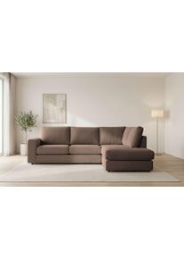 Ecksofa OTTO HOME "Nivette, weiches Chenille", braun, B:292cm H:93cm T:220cm, 100% polyester, Sofas, Ecksofa, Breite 292 cm, L-Form, bodentief, mit Wellenunterfederung