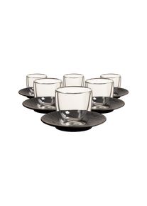 Villeroy & Boch Tasse VILLEROY & BOCH "Espressogl&auml;ser mit Untertassen Manufacture Rock Glow 60 ml 6er Set transparent", bunt (transparent), 12 tlg., Trinkgef&auml;&szlig;e, Tasse