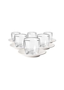 Villeroy & Boch Thermoglas VILLEROY & BOCH "Espressogl&auml;ser mit Untertassen Manufacture Rock 60 ml 6er Set wei&szlig;", wei&szlig;, Trinkgef&auml;&szlig;e, Thermoglas