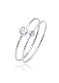 Ring-Set Elli "Ring Set 925 Silber, mit Kristallen von Swarovski(R)" Gr. 50, silber, Fingerringe, Damen, 50,mit Stein, Silber 925 (Sterlingsilber), 4mm, Ring-Set