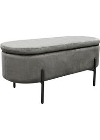 Sitzbank ByLiving "NOVA", grau, schwarz, B:95cm H:42cm T:38cm, Stahl, Stoff, Sitzb&auml;nke, Sitzbank, Samt, mit Stauraum/Truhe, Innenma&szlig; Truhe 26,5 x 83cm, H&ouml;he: 19 cm
