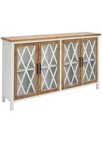 Livetastic Sideboard, Klar, Naturfarben, Wei&szlig;, Holz, Glas, Holzwerkstoff, Tanne, massiv, 1 F&auml;cher, 148x85x35 cm, Holzm&ouml;bel, Kommoden Holz, Sideboards Holz