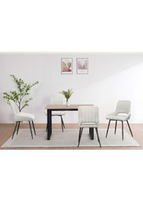 Esszimmerstuhl OTTO HOME "Derrek", creme, schwarz, creme, B:56cm H:87cm T:58cm, 100% Polyester, St&uuml;hle, Esszimmerstuhl, im 2 er Set mit gepolsterter R&uuml;ckenlehne