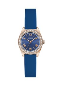 Quarzuhr Guess "MINI LUNA", blau, ros&eacute;goldfarben, Armbanduhren, Damen, Quarzuhr, Armbanduhr, Damenuhr, Silikonarmband, analog