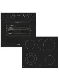 Exquisit Elektro-Herd-Set "EHE285-HBZ-020", Energieeffizienz: A, schwarz, Herdsets, Hei&szlig;luft:Braten mit knuspriger Kruste,Pizzastufe f&uuml;r die Pizza zuhause, Elektro-Herd-Set