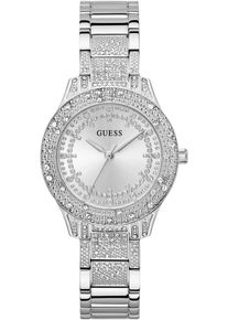 Quarzuhr Guess "SHOOTING STAR", silber (silberfarben), Armbanduhren, Damen, Quarzuhr, Armbanduhr, Damenuhr, Kristallsteine, Mineralglas, Edelstahlarmband