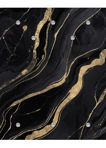 Garderobenpaneel queence "Wandgarderobe mit Motiv Marmor Abstrakt inkl. Edelstahlhaken", schwarz (gold), B:100cm H:120cm T:2,5cm, Acrylglas, Edelstahl, Garderobenpaneele, Garderobenpaneel, HD Premium Druck auf Acrylglas