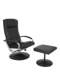 Relaxliege Relaxsessel Fernsehsessel N44 mit Hocker ~ schwarz