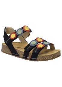 Sandale Josef Seibel "Hannah 13", Damen, Gr. 39, schwarz (schwarz, kombiniert), Leder, kontrastfarbene Details, Schuhe Sandale, mit Klettverschl&uuml;ssen