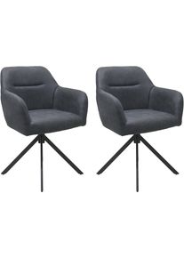 Esszimmerstuhl ByLiving "MONTREAL", anthrazit, schwarz, B:57cm H:81cm T:58cm, Metall, Stoff, St&uuml;hle, Esszimmerstuhl, Microfaser, bis 110 kg, 360 drehbar, Schaumstoff, Ziernaht R&uuml;cken
