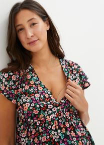 Umstandstunika bonprix "Umstands- und Stillbluse aus Viskose", Damen, Gr. 36, schwarz (schwarz gebl&uuml;mt), Obermaterial: 100% Viskose, ausgestellt, Tuniken Umstandstunika, mit Stillfunktion, aus leichtem, atmungsaktivem Material