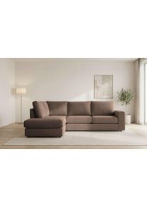 Ecksofa OTTO HOME "Nivette, weiches Chenille", braun, B:292cm H:93cm T:220cm, 100% polyester, Sofas, Ecksofa, Breite 292 cm, L-Form, bodentief, mit Wellenunterfederung