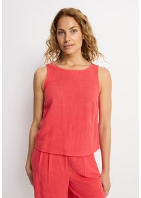Blusentop Lascana, Damen, Gr. 40, pink, Web, Obermaterial: 85% Viskose, 15% Leinen, unifarben, figurumspielend h&uuml;ftlang, Rundhals, Blusen Blusentop, mit Leinenanteil, kurz geschnittenes Top