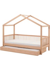 Hausbett Vipack "Forrest mit hochwertiger und stabiler Verarbeitung, Made in Europe", natur buche, natur buche, natur buche, B:97,5cm H:170cm L:207,5cm, Betten, Hausbett, wahlweise ohne oder mit Textilhimmel