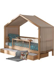 Hausbett Vipack "Forrest mit hochwertiger und stabiler Verarbeitung, Made in Europe", buche natur, buche natur, buche natur, B:97,5cm H:170cm L:207,5cm, Betten, Hausbett, wahlweise ohne oder mit Textilhimmel