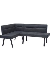 Eckbank ByLiving "MONTREAL", anthrazit, schwarz, B:181cm H:87cm T:56cm, Stahl, Stoff, Sitzb&auml;nke, Eckbank, Microfaser, bis 330 kg, Taschenfederkern, Ziernaht im R&uuml;cken