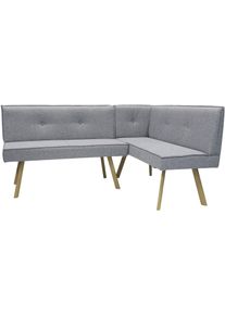 Eckbank ByLiving "OTTAWA", hellgrau, eiche natur, B:183cm H:88cm T:56cm, Stahl, Stoff, Sitzb&auml;nke, Eckbank, Webstoff, Taschenfederkern, umlaufendem Keder und Zierkn&ouml;pfen
