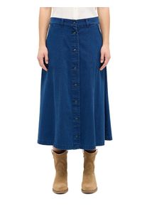 Maxirock Mustang "Damen Style Ally Denim Skirt", Damen, Gr. 27, mittelblau, Denim/Jeans, 100% Baumwolle, unifarben, R&ouml;cke Maxirock