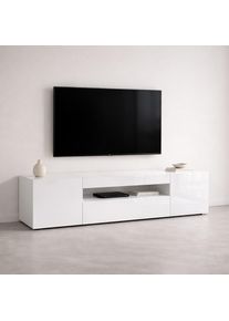 Lowboard OTTO HOME "LORENZO 2, TV-Board, TV-Kommode, TV-Schrank, TV-Unterschrank, TV-M&ouml;bel", wei&szlig; hg, B:200cm H:45cm T:40cm, Spanplatte, Sideboards, Lowboard, Modernes lackiertes Hochglanz TV-Board, grifflos, Breite 200 cm