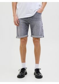 Jack & Jones Shorts JACK & JONES "JJIORIGINAL mit stylischem Aufschlag und Knopfleiste", Herren, Gr. XL, N-Gr, blau (grau denim pack:am 362), Denim/Jeans, Obermaterial: 98% Baumwolle, 2% Elasthan, Abriebeffekte, regular fit kniefrei, Hosen Shorts, Baumwollmischung, regular fit