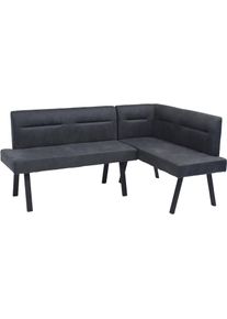 Eckbank ByLiving "MONTREAL", anthrazit, schwarz, B:181cm H:87cm T:56cm, Stahl, Stoff, Sitzb&auml;nke, Eckbank, Microfaser, bis 330 kg, Taschenfederkern, Ziernaht im R&uuml;cken