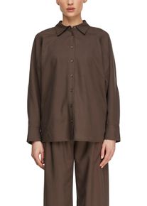 Langarmbluse comma, Damen, Gr. 34, braun, Web, Obermaterial: 90% Lyocell, 10% Leinen, unifarben, l&auml;ssig geschnitten h&uuml;ftbedeckend, Rundhals, 1-Knopf-Manschette, Blusen Langarmbluse, mit Leinen