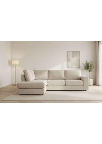 Ecksofa OTTO HOME "Nivette, weiches Chenille", latte, B:292cm H:93cm T:220cm, 100% polyester, Sofas, Ecksofa, Breite 292 cm, L-Form, bodentief, mit Wellenunterfederung