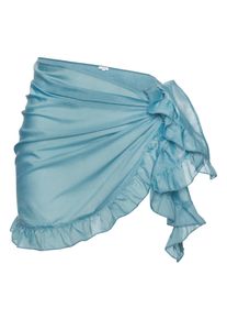 Strandrock Lascana, Damen, Gr. 1, blau (powder, blau), Chiffon, Obermaterial: 100% Polyester, unifarben, figurumspielend kurz, R&ouml;cke Strandrock