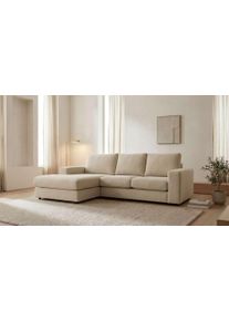 Ecksofa OTTO HOME "Nivette, weiches Chenille", latte, B:269cm H:93cm T:175cm, 100% polyester, Sofas, Ecksofa, Breite 269 cm, L-Form, bodentief, mit Wellenunterfederung
