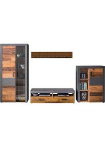 Wohnwand Home Affaire "Ilana", graphit grau matera, old wood farben, Kastenm&ouml;bel-Sets, Wohnwand, moderne Wohnwand im Industrial Style - Beleuchtung optional
