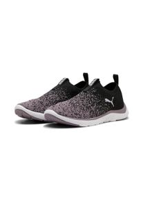 Slip-On Sneaker Puma "SOFTRIDE REMI SLIP-ON KNIT WN'S", Damen, Gr. 42,5, Puma schwarz, plum jam, Textil, Schuhe Slip-On Sneaker, f&uuml;r Sport, mit SOFTFOAM+ D&auml;mpfung, aus gestricktem Textil