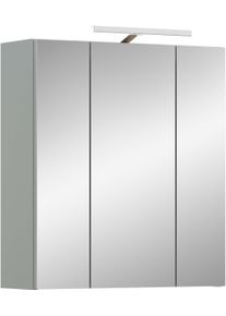 Spiegelschrank Welltime "MINTTU, Breite 60cm, inkl. Beleuchtung, 3 Spiegelt&uuml;ren, 6 Einlegeb&ouml;den", hellgr&uuml;n, eiche hell nachbildung, B:60cm H:68cm T:19cm, FSC-zertifizierter Holzwerkstoff, Schr&auml;nke, Spiegelschrank, Badm&ouml;bel, Spiegel, Badschrank, Bad