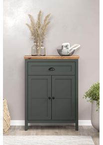 Kommode Home Affaire "Vienna", tannengr&uuml;n, eiche, B:77cm H:102cm T:39cm, FSC-zertifizierter Holzwerkstoff, Sideboards, Kommode, Kommode mit 2 T&uuml;ren, 1 Schubkasten & Soft-Close - (B/T/H) 77/39/102 cm