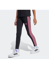 Leggings adidas Sportswear "JG 3S LEG 230", M&auml;dchen, Gr. 128, N-Gr, schwarz (schwarz, pink fusion,), Obermaterial: 93% Baumwolle, 7% Elasthan, Hosen Leggings