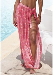 Wickelrock s.Oliver "Strandrock", Damen, Gr. 46, rot (rot bedruckt), Web, Obermaterial: 60% Viskose, 40% Polyester, bedruckt, figurumspielend lang, R&ouml;cke Wickelrock, mit Alloverprint, luftiger Maxirock, leichtes Beach-Coverup, Topseller