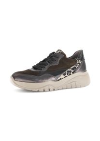 Plateausneaker Gabor, Damen, Gr. 37, rosa (bronzefarben kombiniert), Glattleder, Veloursleder, metallic, Schuhe Plateausneaker, Schn&uuml;rschuh, Halbschuh mit modischen Kontrastbes&auml;tzen
