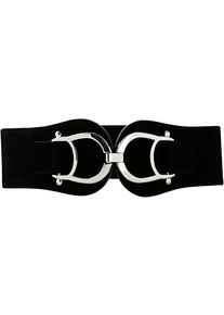 Stretchg&uuml;rtel bonprix, Damen, Gr. 95, schwarz, Materialmix, unifarben, G&uuml;rtel Stretchg&uuml;rtel, Mix aus Lederimitat und Stretchmaterial, auffallende Schnalle