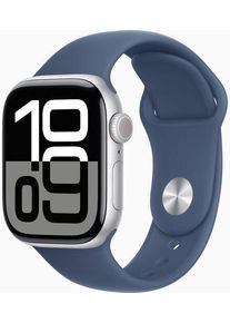 Apple Watch Series 10 Aluminium 42 mm (2024) | GPS + Cellular | silver | Sportband S/M | denim