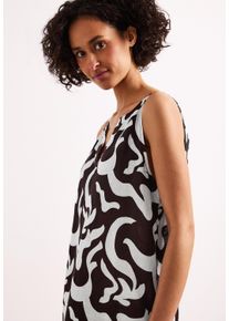 Druckkleid Street One, Damen, Gr. 34, N-Gr, espresso braun, Jersey, Obermaterial: 100% Leinen. Futter: 100% Baumwolle, bedruckt, figurumspielend knielang, V-Ausschnitt, Kleider Druckkleid, mit Allover-Print, Taschen und V-Ausschnitt