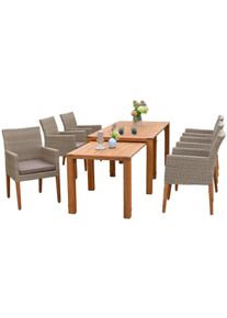 Garten-Essgruppe Merxx "Ranzano", beige (natur, natur, natur), Polyester, Aluminium, Kunststoff, Massivholz, Sitzm&ouml;bel-Sets, Garten-Essgruppe, 6 Sessel inkl. Sitzkissen, Ausziehtisch