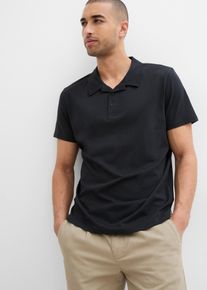 Poloshirt bonprix, Herren, Gr. 60/62 (XXL), schwarz, Single Jersey, Obermaterial: 100% Baumwolle, unifarben, regular fit h&uuml;ftbedeckend, Rundhals, Shirts Poloshirt, Basic-Form, kurze Druckknopfleiste, Umlegekragen, reine Baumwolle